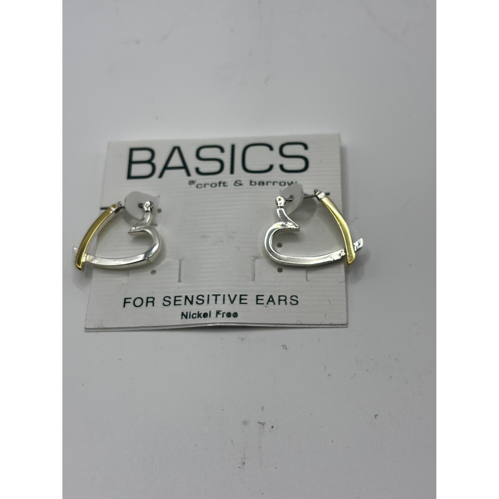 Croft & Barrow Heart Hoop Earrings Womens OS Two Tone Silver Gold Nickel Free